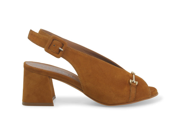 Melluso Sandalo Morsetto Tacco Largo Tomaia Camoscio Marrone N647-233064